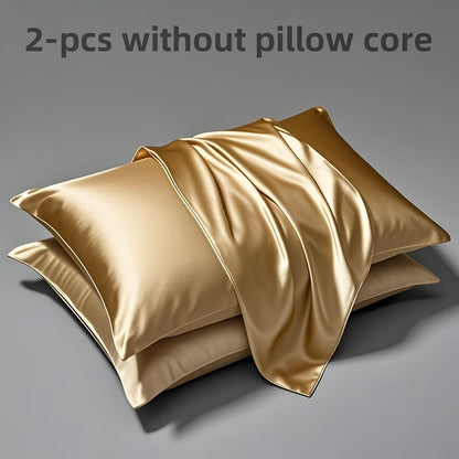 2pcs Set Satin Pillowcases | Soft, Breathable, Smooth Polyester Covers for Sleep, Machine Washable
