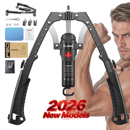 Adjustable Hydraulic Arm Trainer | 22-440lbs Foldable | Equipment with Ab Roller Wheel, Home Gym Exercise Equipment (Pad & Bag Incl.) for Men Women