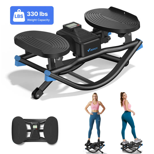 Hydraulic Fitness Stepper | LCD Monitor & Resistance Bands | 330LBS Weight Capacity