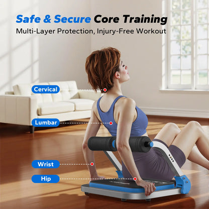 Sit-Up Exercise Equipment, 3-Level Adjustable Ab Crunch Machine Roll-up Machine, Core Trainer for Body Shaping & Muscle Building