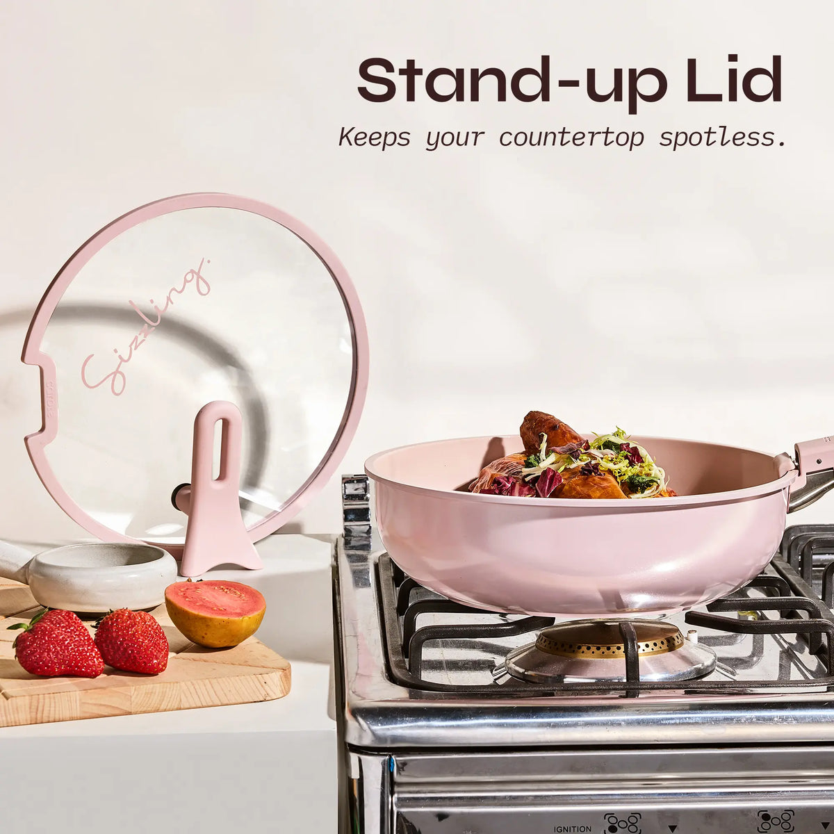 20Pcs Ceramic Cookware Set Stand-Up Lid with Detachable Handle Set, Non Stick Pots and Pans Set Non Toxic, PFAS Free
