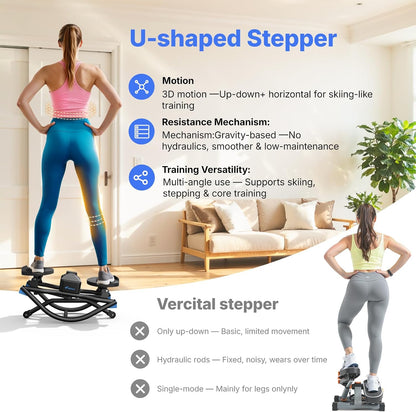 Hydraulic Fitness Stepper | LCD Monitor & Resistance Bands | 330LBS Weight Capacity