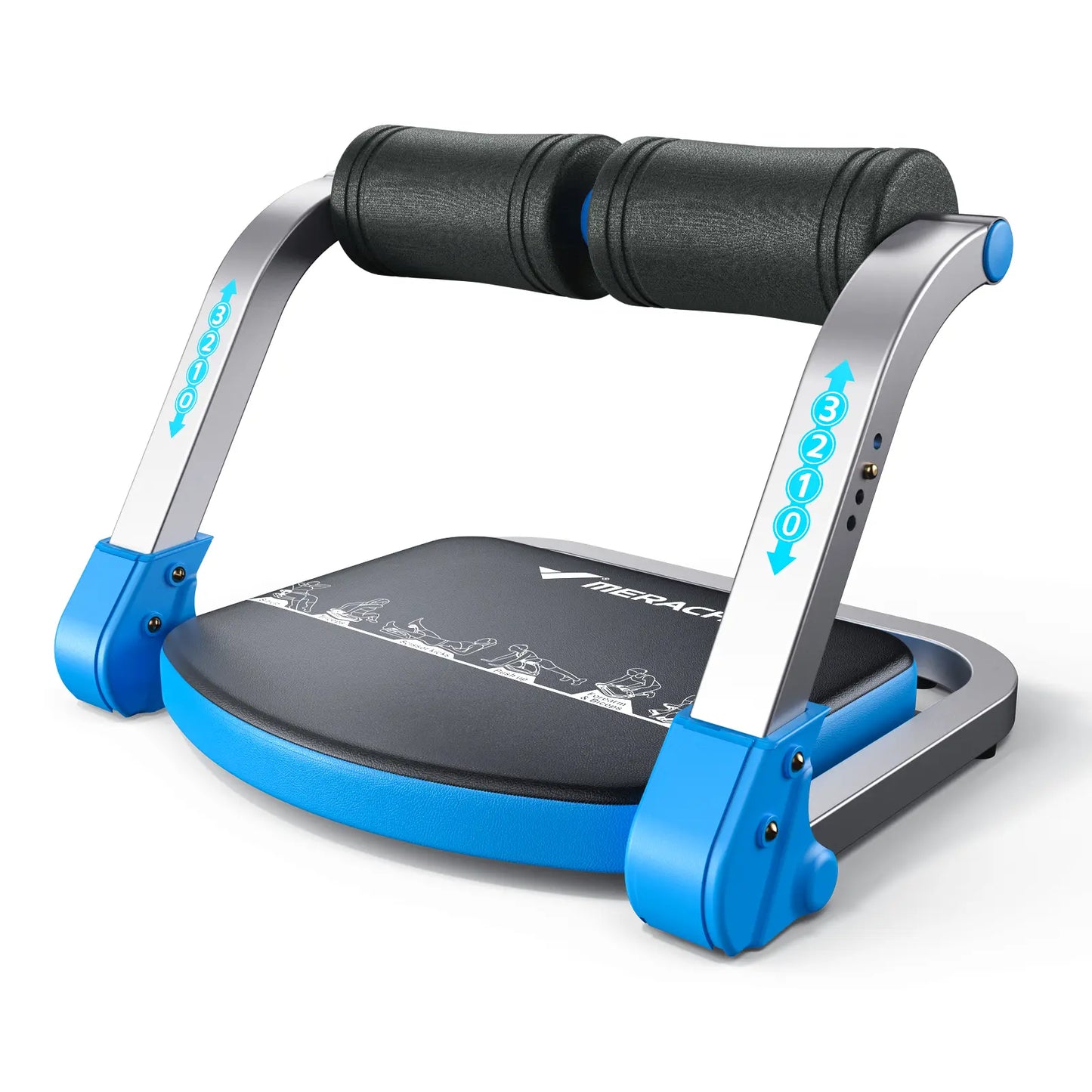 Sit-Up Exercise Equipment, 3-Level Adjustable Ab Crunch Machine Roll-up Machine, Core Trainer for Body Shaping & Muscle Building
