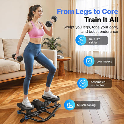 Hydraulic Fitness Stepper | LCD Monitor & Resistance Bands | 330LBS Weight Capacity
