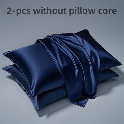 2pcs Set Satin Pillowcases | Soft, Breathable, Smooth Polyester Covers for Sleep, Machine Washable
