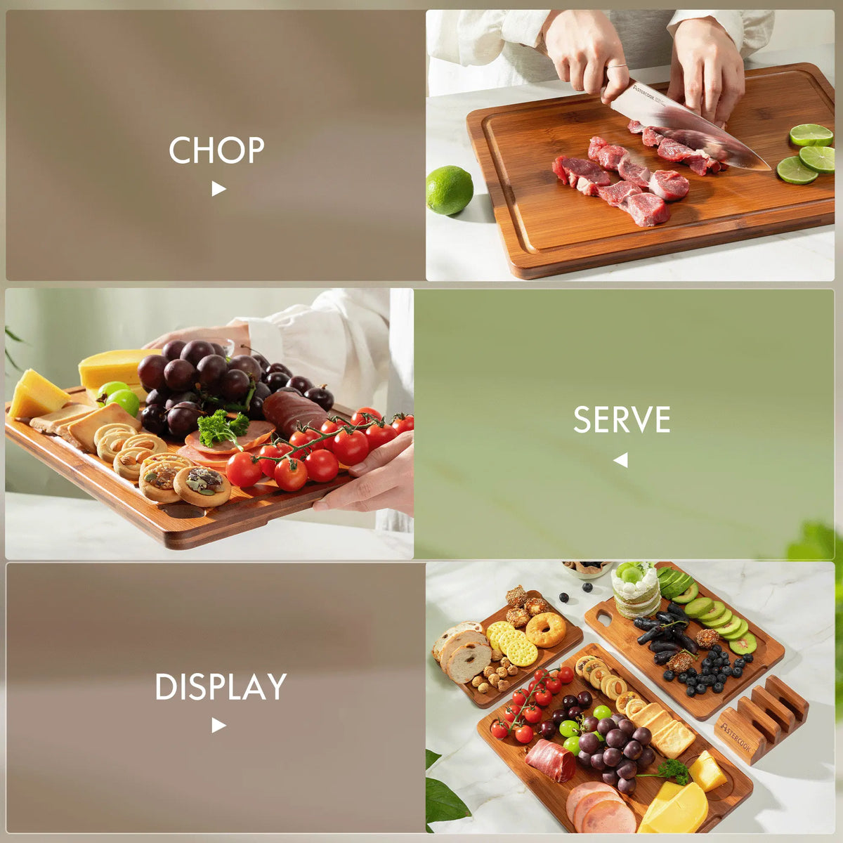 4-Piece Bamboo Cutting Board Set with Holder