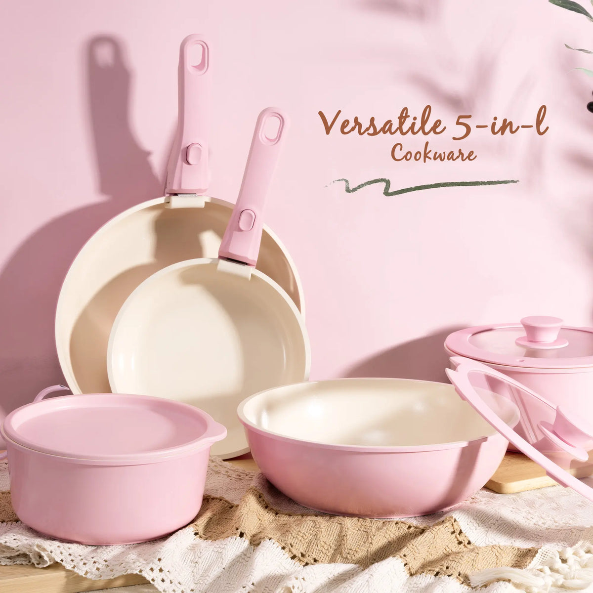 20pcs Non-Stick Pots and Pans Set with Detachable Handle
