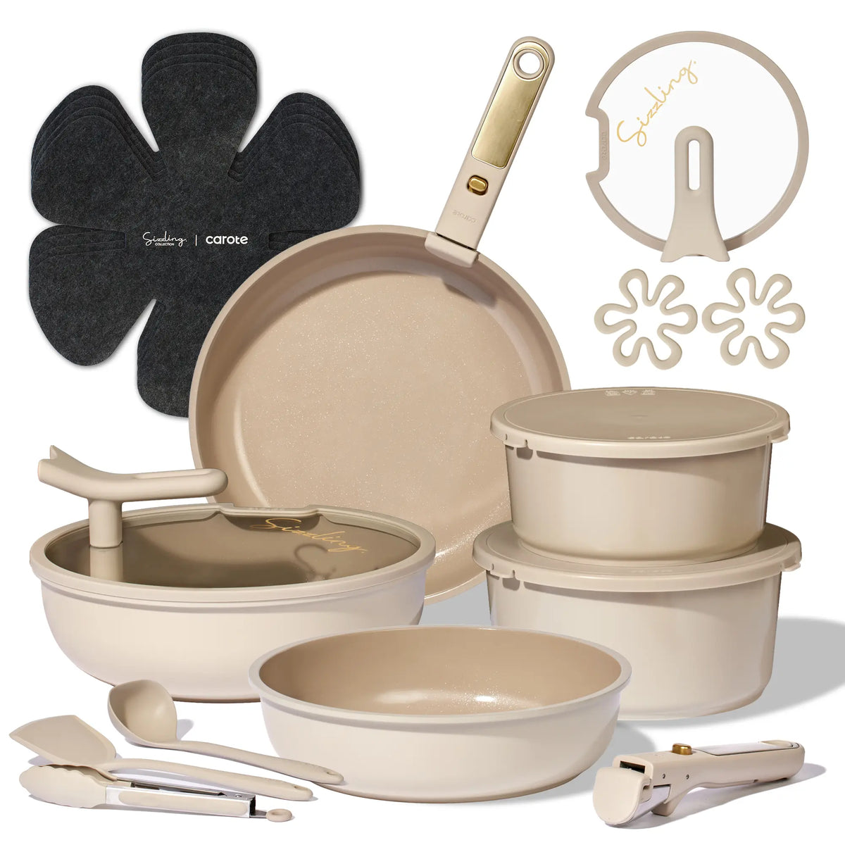20Pcs Ceramic Cookware Set Stand-Up Lid with Detachable Handle Set, Non Stick Pots and Pans Set Non Toxic, PFAS Free