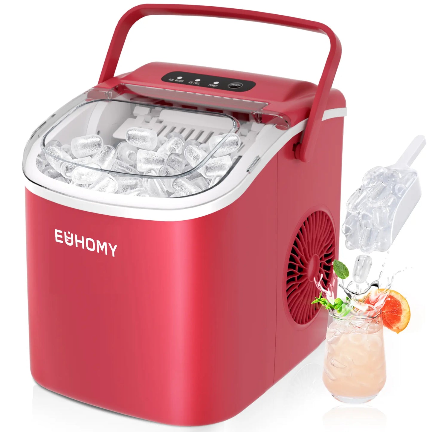 Self-Cleaning Portable Ice Maker, Produces 9 Ice Cubes in 6 Mins, 26 Lbs Ice Per 24 Hours, Ideal for Home, Kitchen, Camping & RV Use