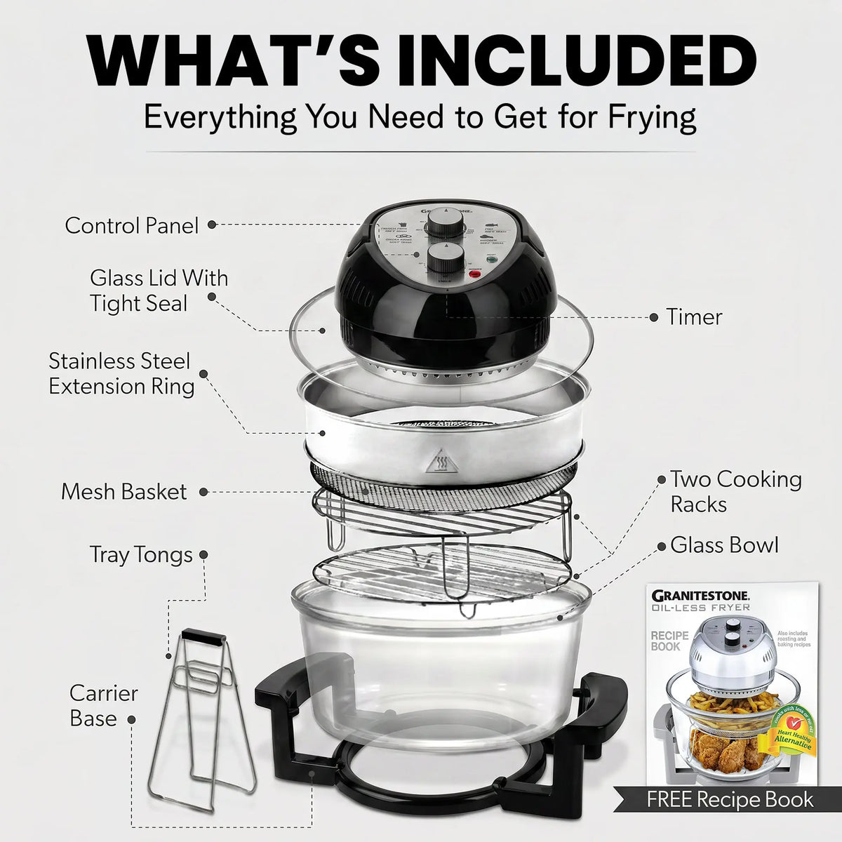 16 Quart Extra Large Oil-Less Air Fryer - Healthier, Crispier Cooking