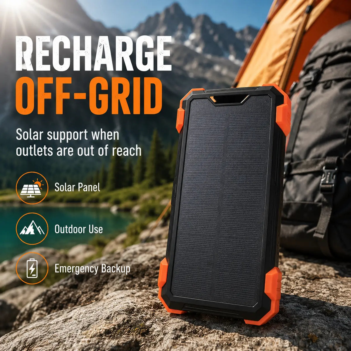 42800mAh Solar Portable Power Bank 15W Fast Charge | Wireless Charging, 4 Built-in Cables & 7 Output Ports